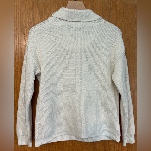 Forever 21 white ribbed knit sweater v-neck cutout choker sweater long sleeve - Picture 10 of 13
